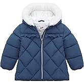Rokka&Rolla Baby Girls' Water-Resistant Puffer Jacket Hooded Winter Coat with Soft Mini Fur Lining for Newborn Infant Toddler