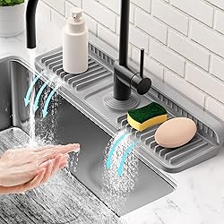 Faucet Mat for Kitchen Sink Splash Guard [7° Slope