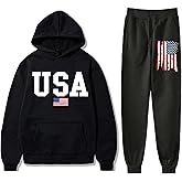 KPSTRO Men’s American Flag Sweatshirt Set USA Sweatshirts Hoodie Outfit Women Long Sleeve Sweater Sweatsuits Pullover Suits