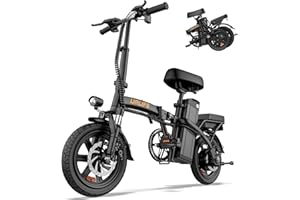 URLIFE Electric Bike for Adults, 14" Folding Electric Bike, 500W Peak Motor, 48V 375Wh Removable Battery, 20MPH, 40 Miles Long Range, Mini E Bikes for Adults and Teens, UL 2849