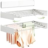 BOQORAD Clothes Drying Rack Wall Mounted 32&ldquo;,Drying Rack Clothing Wall Mount,Laundry Drying Rack,Wall Mounted Clothes Hanging Rack (White)