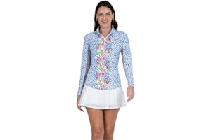 IBKUL Athleisure Wear Sun Protective UPF 50+ Icefil Cooling-Carrie Print Long Sleeve Mock Neck Top-10872