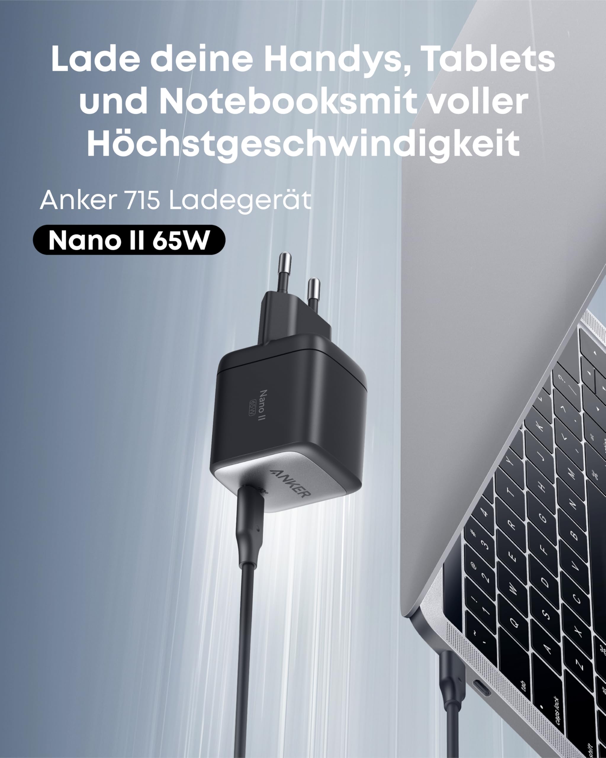 Anker Nano II 65W USB C Ladegerät Netzteil mit Schnellladeleistung, GaN II Technologie, Kompatibel mit MacBook Pro/Air, Galaxy S20/S10, iPhone 17/Pro/iPhone Air/16/15, iPad, Pixel (Schwarz) 2