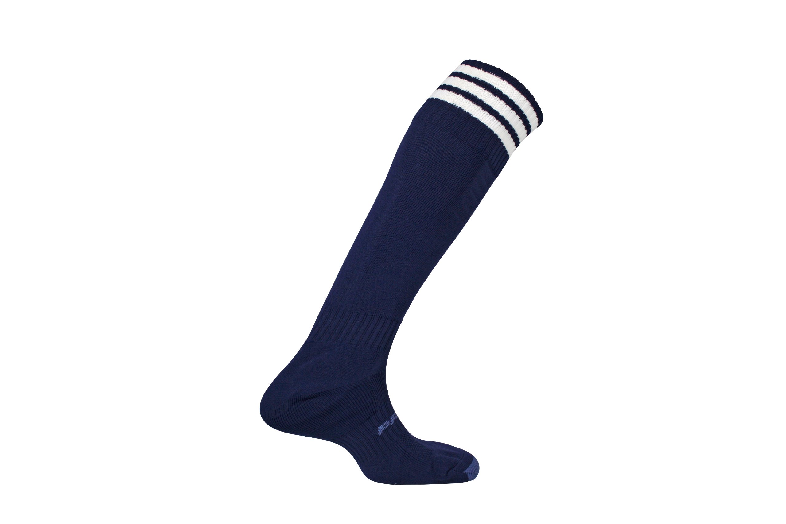 Mitre Junior Mercury 3 Stripe Football Socks | Football Team Kit | Lightweight Long Sock | Breathable Sports Sock, Navy/White, Junior (3 UK - 6 UK)