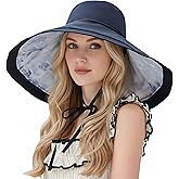 Wide Brim Women Summer Sun Floppy Hat Beach Bucket Fishing Hats Reversible Packable UV Protection, Metal Wired Edge