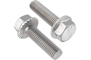 VGBUY M8-1.25 x 25mm Flanged Hex Head Bolts,304 Stainless Steel 18-8,Fully Threaded,Silver External Flange Hex Drive Screws,Pump,Fix Car,DIY Project(23Pcs)