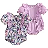 Merqwadd Baby Girl Bubble Romper Pack Short Sleeve Lace Bodysuit Vintage Newborn Summer Clothes