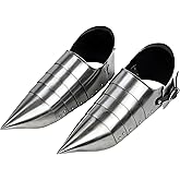 Medieval Steel Sabatons – 18 Gauge Mild Steel Knight Armor Shoes with Pointed Toe – LARP, SCA, Reenactment & Cosplay Foot Armor – Adjustable Leather Straps
