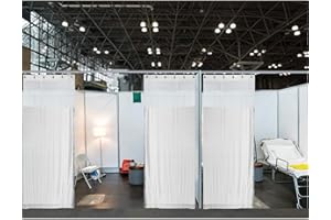 ChadMade 12ft Wide x 8ft Tall Hospital Curtain with Grommet for Hospital Medical Clinic SPA Lab Cubicle Curtain Divider Privacy Screen (White, 1 Panel)