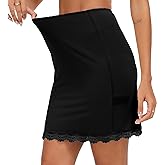 Vlazom Women's Satin Half Slip for Under Dresses Above Knee Underskirt with Lace Trim Size S-XXL