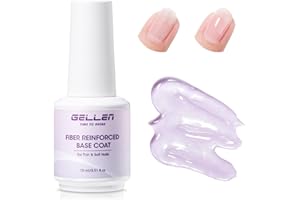 GELLEN Fiber Glass Base Gel Polish, 0.51 Fl.oz Clear Nail Strengthener for Repair Broken Damaged Thin Weak Nails, Professional Soak Off UV Base Coat Salon Home