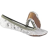 Sequin Sparkle Foldable Portable Shoes - Comfortable Women Ballet Flats That foldup and fit in Bag
