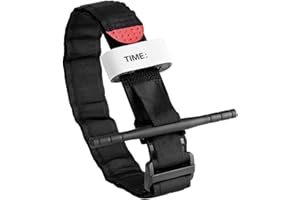 Tactical Tourniquet, EYOCEAN Combat Military Medical Emergency Hiking Application, First Aid Medical Supplies, Rapid One Hand Application l Features Windlass & Time Stamp (Black)