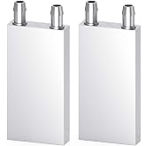 DIYhz Aluminum Water Cooling Block, Liquid Water Cooler Heat Sink System for PC Computer CPU Graphics Radiator Heatsink Endothermic Head Silver 2pcs(40mm x 80mm x 12mm)