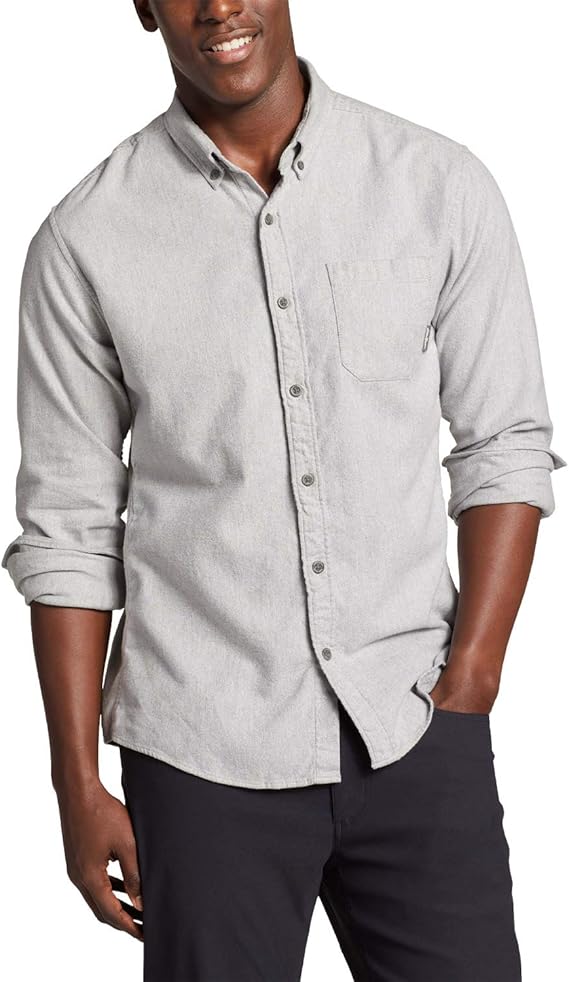 Amazon エディー バウアー Eddie Bauer 長袖エディーズフェイバリットフランネルソリッドボタンダウンシャツ 長袖シャツ メンズ シャツ 通販