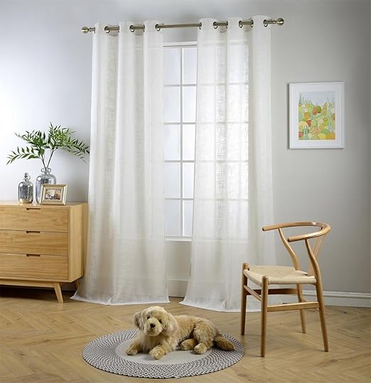 Amazon Com Miuco Semi Sheer Curtains Poly Linen Textured Solid