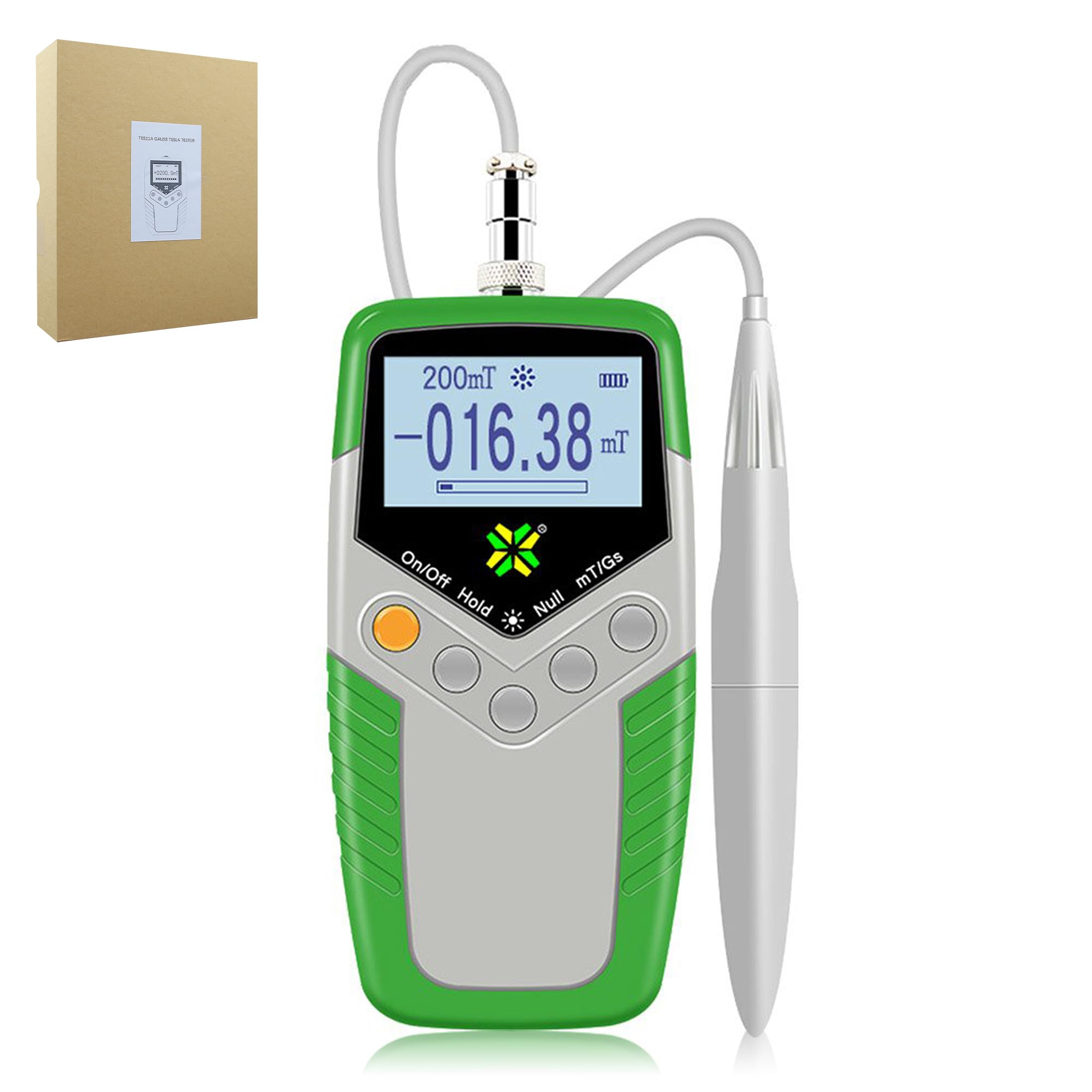 AMTAST TES11A Tesla Tester Digital Gauss Meter Surface Magnetic Field Meters Metal Probe Guassmeter with Ns Function
