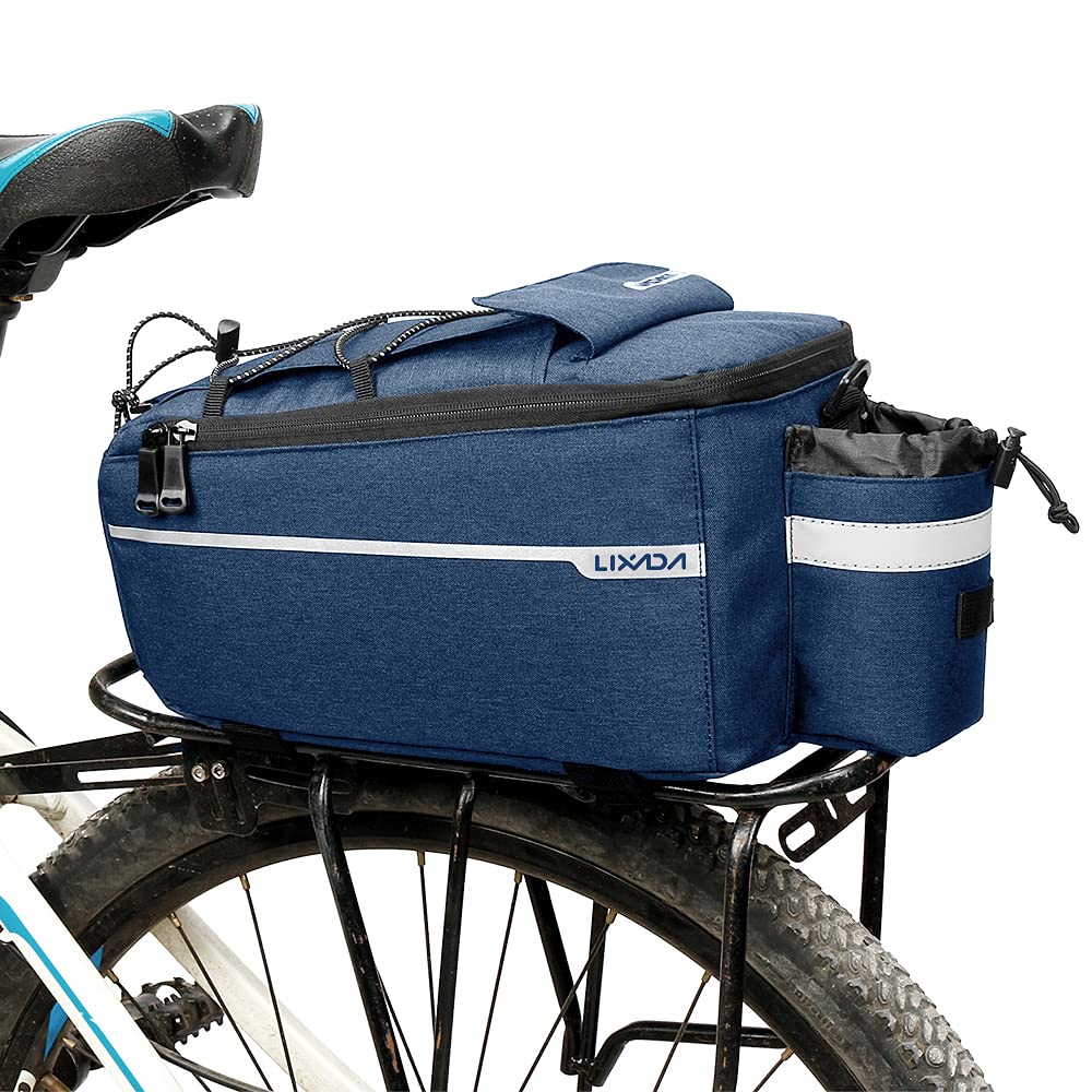 Lixada Bike Rear Bag, CoolerTrunk Insulated Shoulder Bags Package Large Capacity Rear Luggage for Reflective Bicycles for MTB Road Bike (Dark Blue)