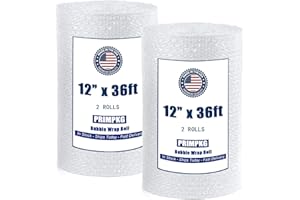 PRIMPKG 12in x 72ft Bubble Cushion Rolls, Bubble Cushion Packaging, Coreless roll, Shipping Packaging, Packing and Moving Boxes, Heavy Duty Moving and Shipping (12in x 36ft 2 Rolls)