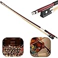 AMZZ Professional 4/4 Full Size Violin Bow - Brazilwood with Ebony Frog & White Horsehair for Adults and Student (4 4 Violin Bow Size)