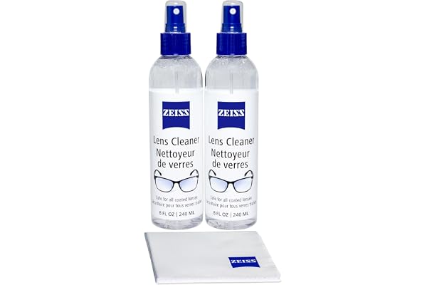 ZEISS Lens Care Pack – 2X 8oz Streak-Free Lens Spray and Microfiber Cloths for Eyeglasses and Optics