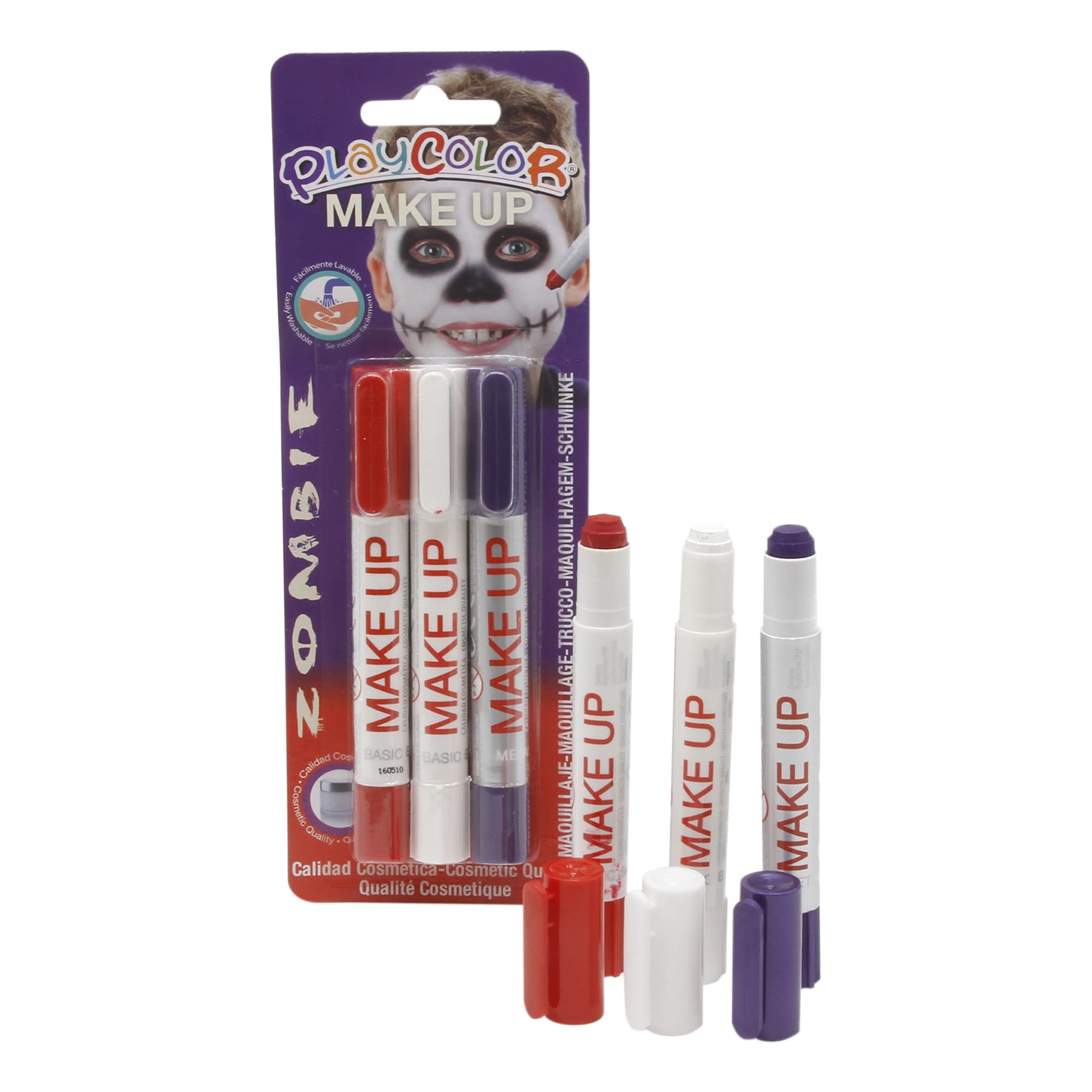 PlayColor, PC01041 Playcolor Zombie Face Paint, Red/White/Purple, Pack of 3