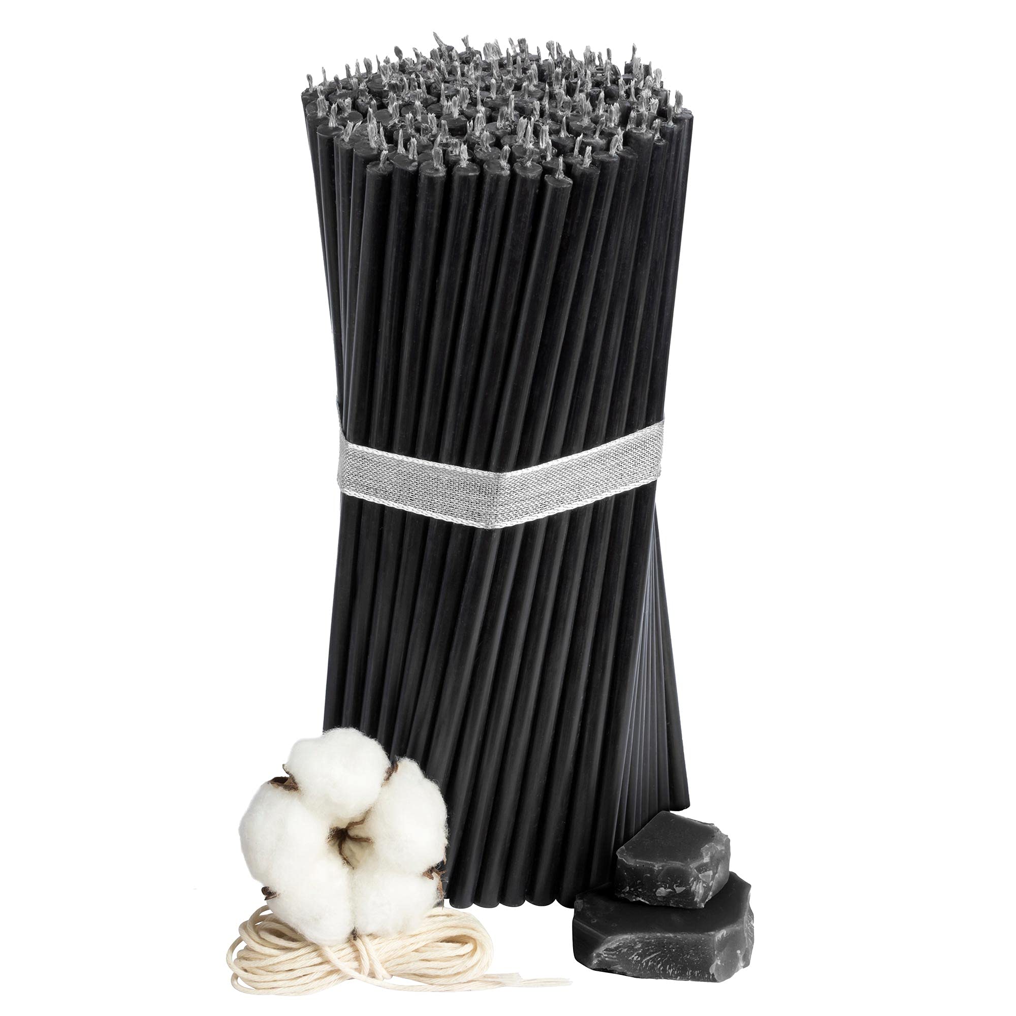 Diveevo Ritual Beeswax Candles No. 60 – Black – Pack of 150 – 16 cm x 6.6 mm – 80 min Burn – Dripless Smokeless Black Beeswax Candles for Protection, Banishing & Meditation