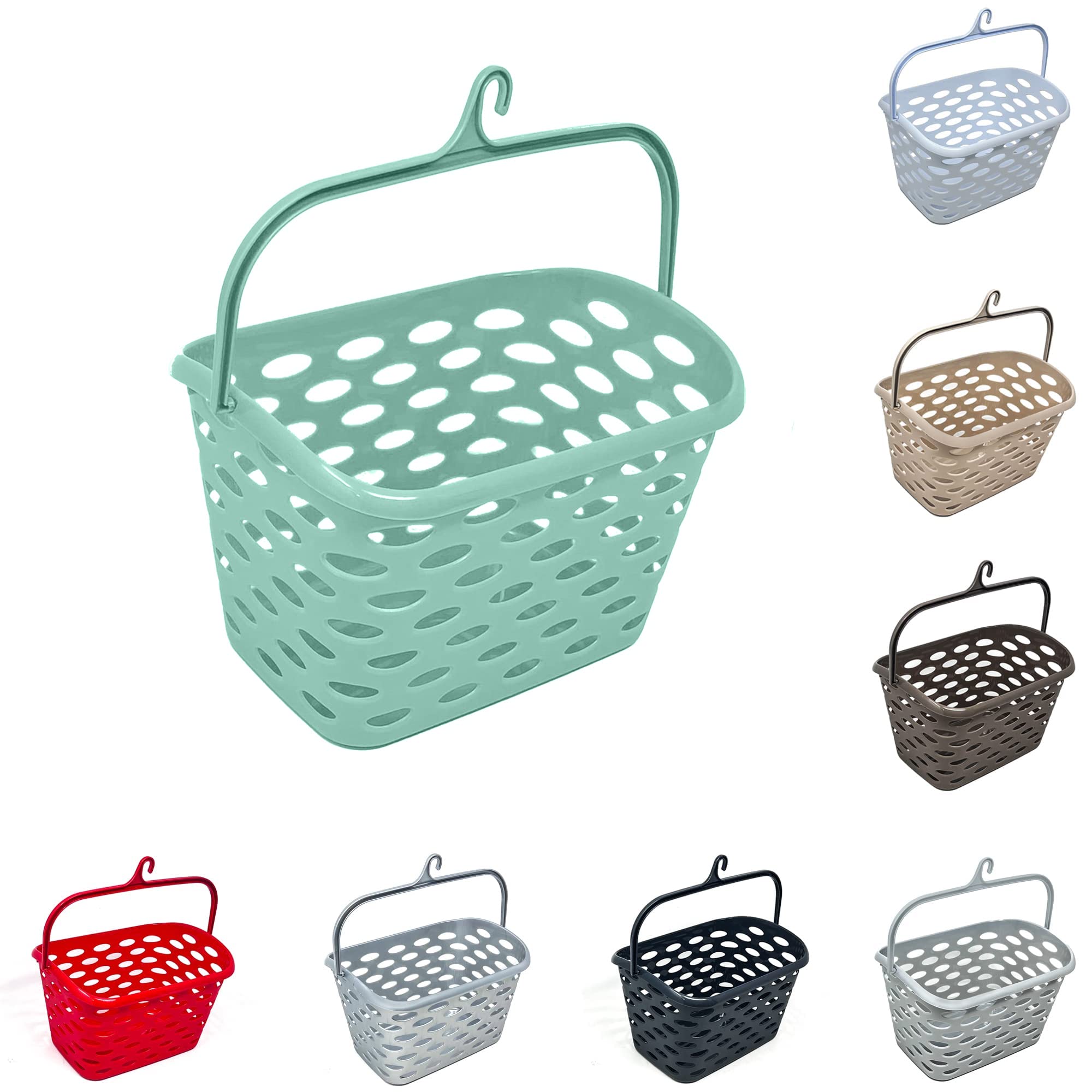 Durable Plastic Peg Tidy Basket Laundry/Clothes Pegs with Handle Light Weight Convenient Size for All Garment Hanging with Hook Washing Line Airer Basket (MintGreen Peg Basket) — image 1