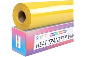 RENLI·TONG RENLITONG Yellow Iron on Vinyl 12Inch by 50ft Roll HTV Heat Transfer Vinyl for T-Shirt HTV Rolls for All Cutter Machine - Easy to Cut & Weed for Heat Transfer Design