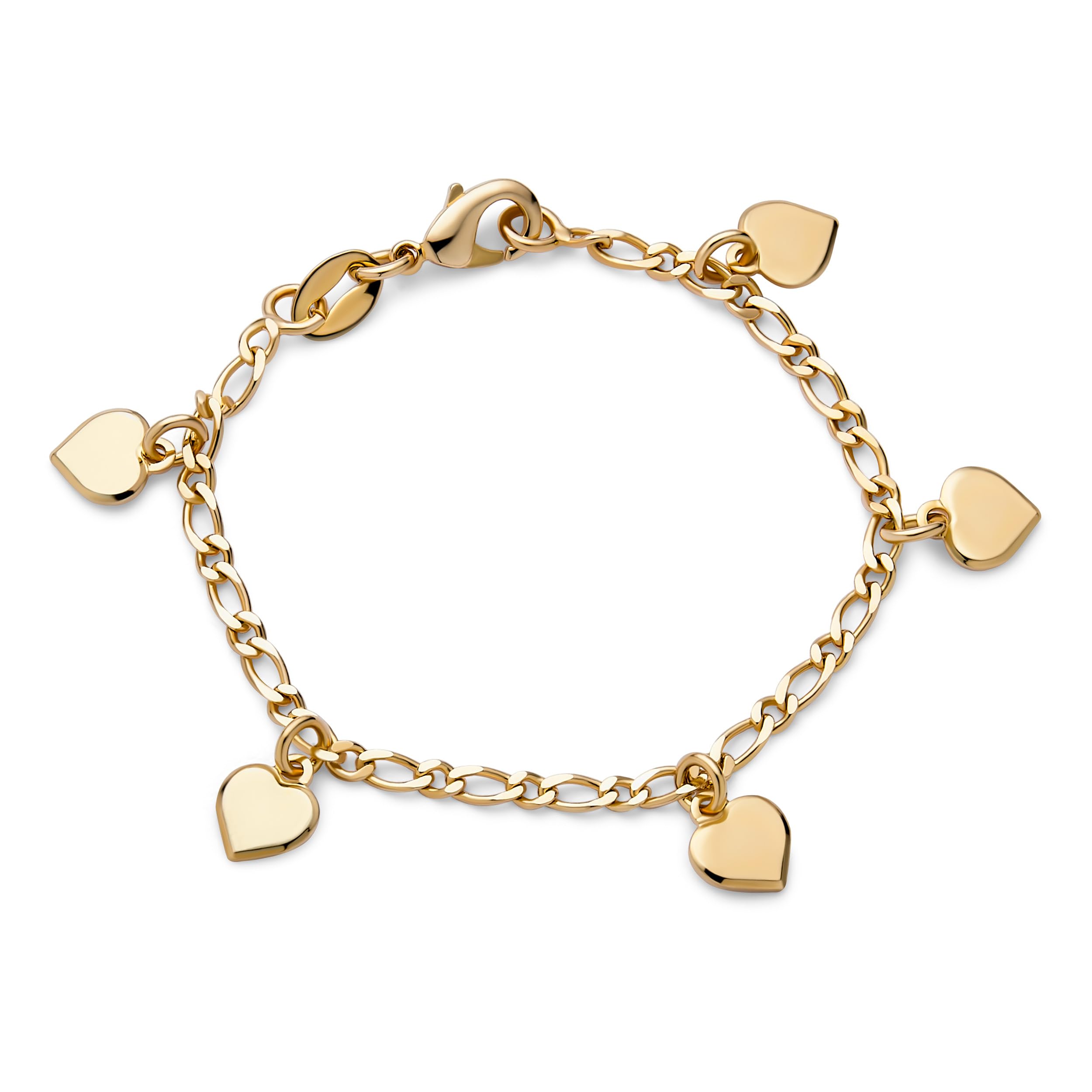 Bling Jewelry Tiny Simple Fashion Dangling Hearts Charm Bracelet For Teens For Small Wrists 5 Inch Gold Plated Brass โ image 1