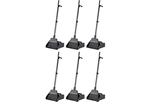 AmazonCommercial Lobby Dustpan With Broom Set, 6-Pack, Black, 11.57 in x 10.59 in x 38.86 in