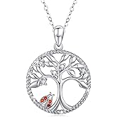 Tree of Life Necklace Pendant Ladybug/Unicorn/Llama Necklace 925 Sterling Silver Cute Animal Jewelry Gifts for Women Daughter