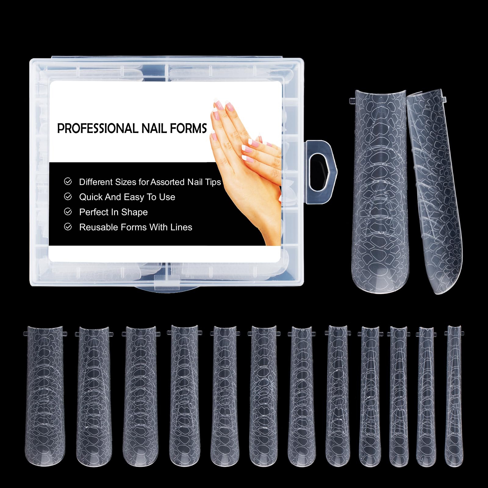 BNG Carving Dual Nail Forms 120PCS 3D Texture Dual Form for Gel Nail Art Extension, Professional Transparent Full Cover Nail Molds Quick Building, Reusable Mold A