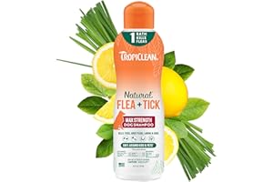 TropiClean Max Strength Flea and Tick Shampoo Treatment for Dogs, Powerful & Natural Defense, Prevention for Large & Small Dogs, Made in USA, 20oz