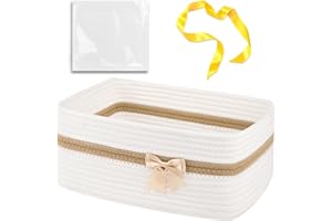 OIAHOMY Large Woven Storage Basket with Handles for Nursery Living Room Shelves, Bow Basket for Gifts Empty with Gift Bags an