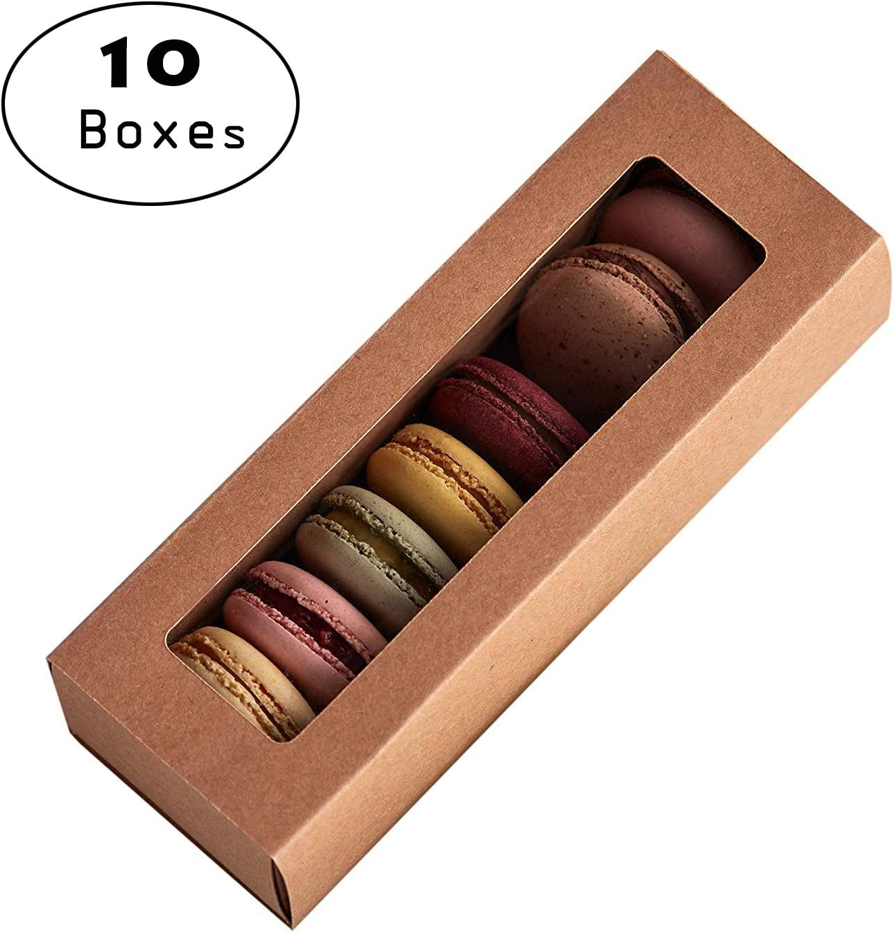 10 Pcs Macaron Boxes with Clear Window,for Cake, Chocolate, Cookies, Biscuits and Candies