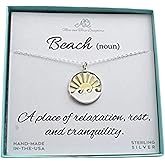 MOM & THREE DAUGHTERS Sun and Waves Charm Necklace | Sterling Silver and Bronze | 18" Chain | Beach Gift | Gifts for Women |