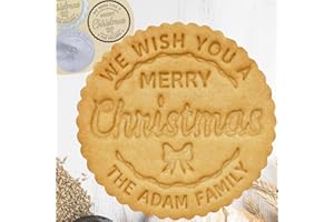 2025 Personalized Merry Christmas Cookie Stamp Custom with Your Family Name 3D Raised Design with Handle for Baking Acrylic C