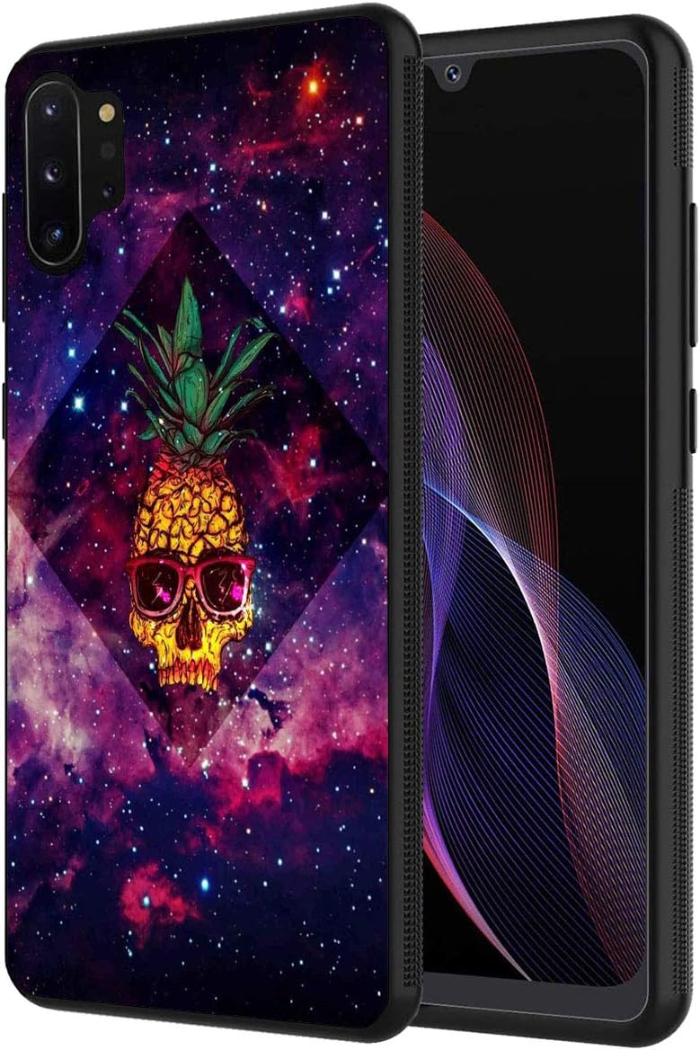 Note 10 Plus case,Slim Anti-Scratch Shockproof Silicone TPU Protective Cover for Samsung Galaxy Note 10 Plus/Note 10 Plus 5G, Space Star Galaxy Pineapple with Glasses