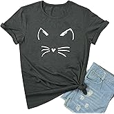 BLACKOO Women Cat Graphic Tee Cute T-Shirts