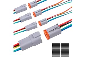 Exqutoo 4Pack 6-Pin Waterproof DT Connector Male and Female Wire Connectors with 16AWG 105℃ 600V Wires and Heat Shrink Tubes, Applicable for Automotive Electrical Connections
