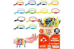 UpBrands Zipper Bracelets 6.5 Inches Sensory Toys Bulk Set, Multicolored, Kit for Birthday, Party Favors for Kids, Goodie Bags, Easter Egg & Pinata Fillers, Students Incentives (48 Pack)