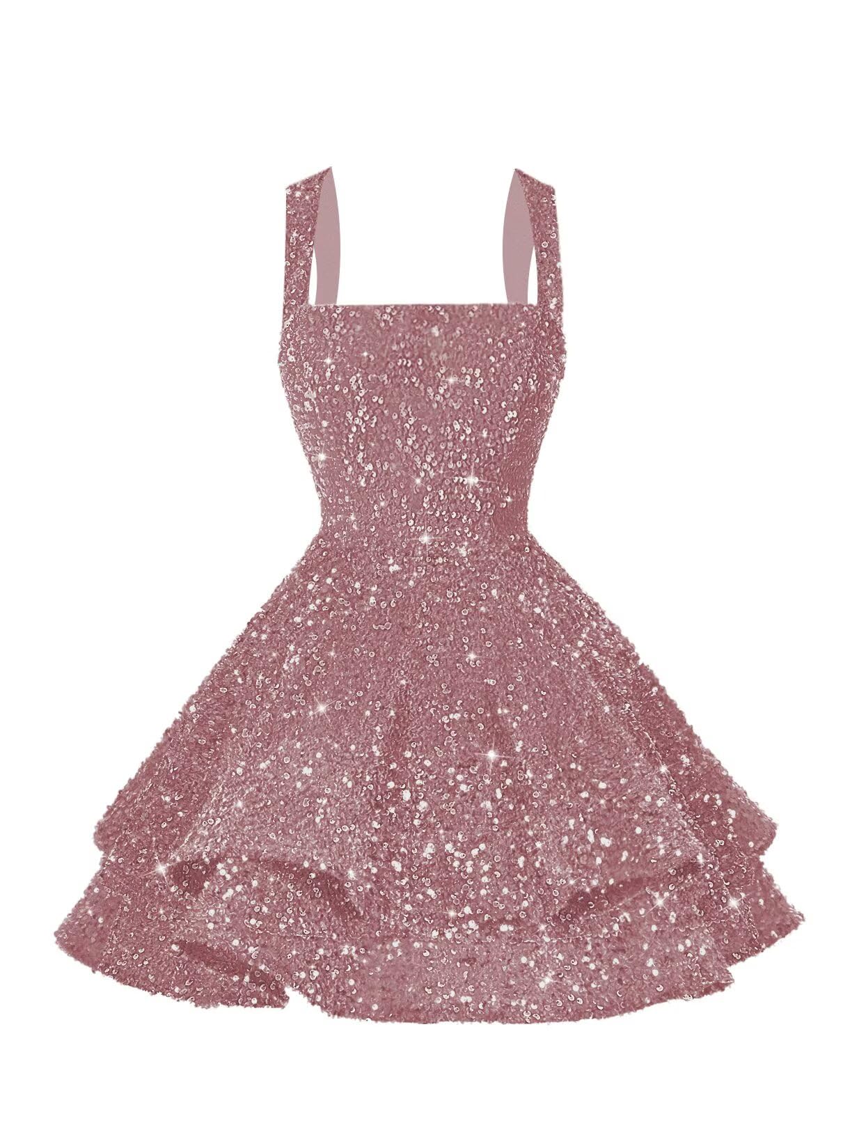 vintys Sexy Dusty Rose Sequin Homecoming Dresses