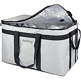 Arineng Food Delivery Insulated Bag, Insulated Cold Meal Bag, Built-in Base Plate, For Hot and Cold Food Takeout, Commercial Catering Transportation - 23 * 14 * 15 inches (NO Partitioned, Grey)