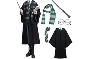 YLYGJGL Magician Themed Hooded Cloak Adult Teens, Black Wizard Robes for Men Women,Halloween Movie Role Play Costume