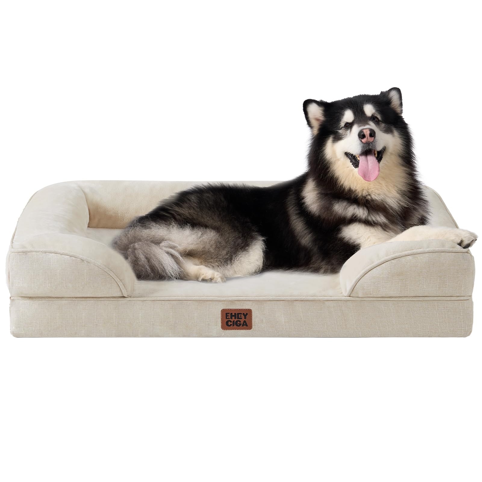 Photo 1 of (PARTIAL SET) (MISSING BOTTON CUSHION) HEYCIGA Orthopedic XL Dog Beds, Waterproof Memory Foam Dog Bed for Extra Large Dogs, Non-Slip Bottom and Egg-Crate Foam Big Pet Couch Bed with Washable Removable Cover, Beige