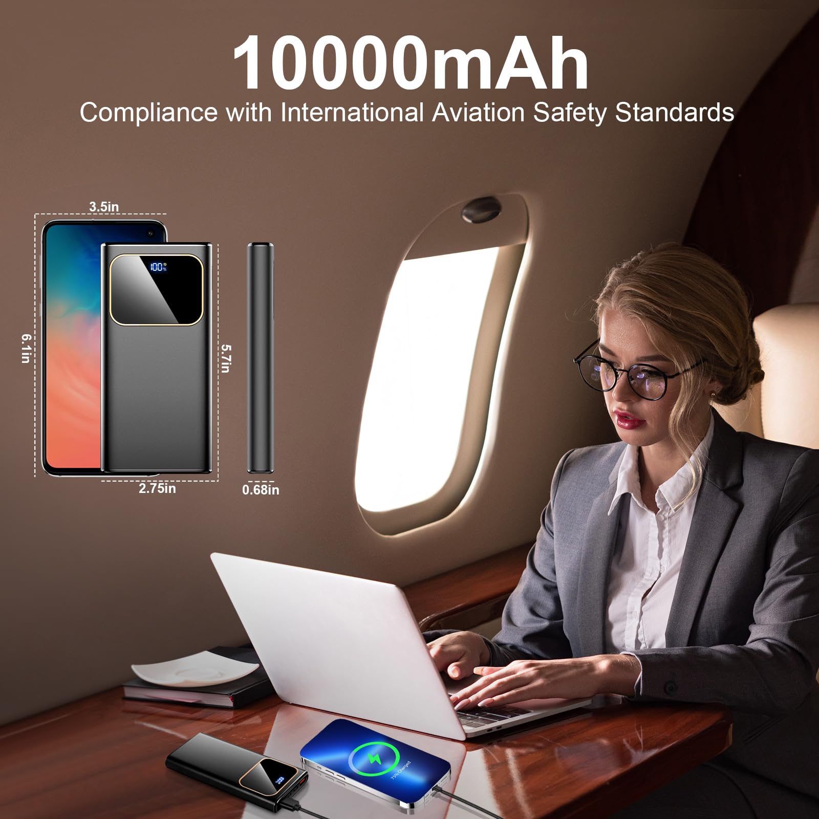 Portable Charger Power Bank Fast Charging, 10000mAh 22.5W Battery Pack with USB-C in&Out LED Display, PD 3.0 QC 4.0 External Phone Powerbank for iPhone Samsung etc Smartphones and All USB Devices