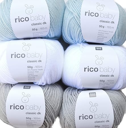 Woll-Set Babywolle Rico Baby Classic 6x50g #24, Weiche Wolle Zum Stricken und Häkeln