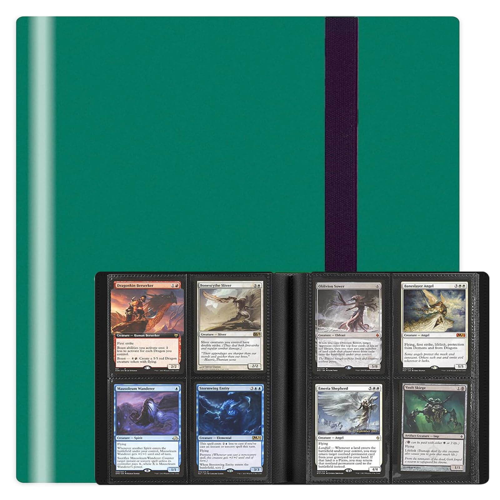Eastrise 4-Pocket Trading Card Binder, Pocket Trading Card Album, 20 Pages Holding 160 Pockets, Durable PU Album for MTG, Pokemon, Yu-Gi-Oh, Football, and Sports Cards (Green) — image 1