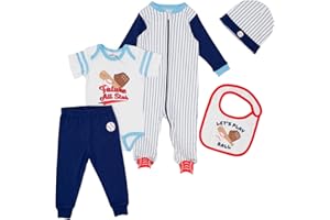Gertex 5-Piece Layette Sport Set Gift Bundle for Babies & Infants | Baseball, Basketball, Hockey, Soccer, Football